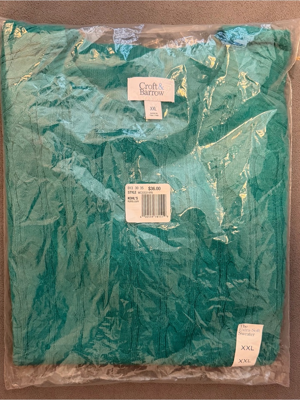 Croft & Barrow - Avalon Green - Women’s Cable Knit Sweater - XXL - New With Tag